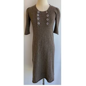 Twig Cute Buttons Fuzzy 100% Cashmere Sweater Dress sz S